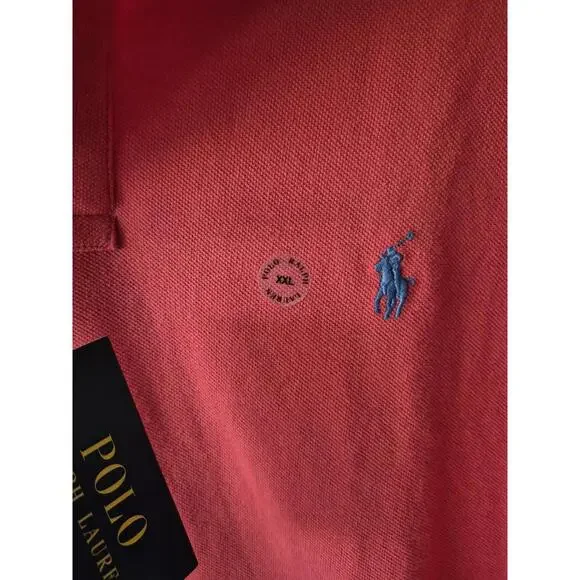 Polo Ralph Lauren Performance Polo 2XL Classic Red Blue Pony Logo Golf Shirt NWT - Picture 6 of 9